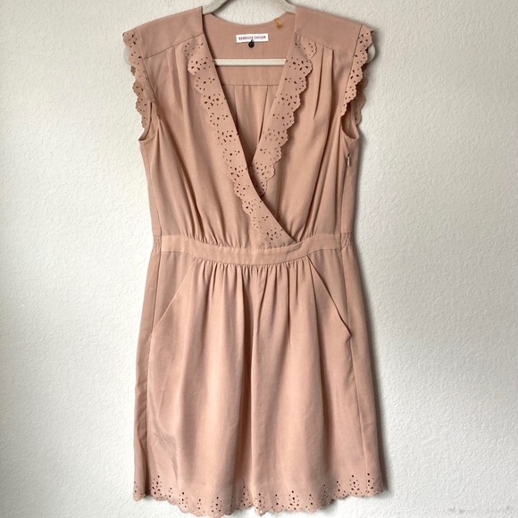 Rebecca Taylor Laser Cut Scalloped Feminine Flattering Dress - Picture 1 of 10